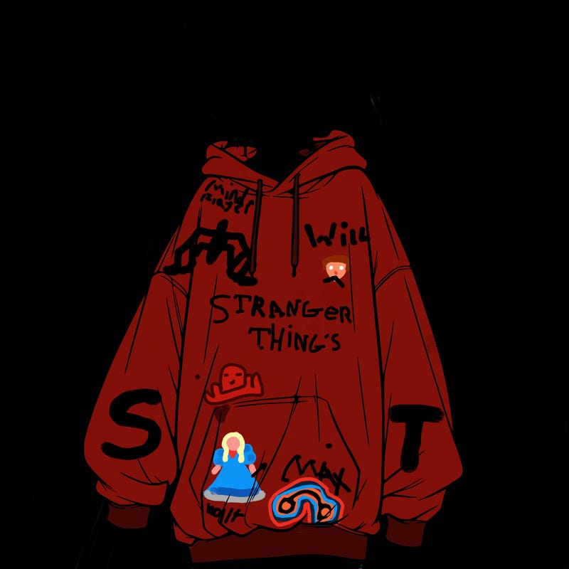 realistic girl with a oversized sweatshirt on and a bun