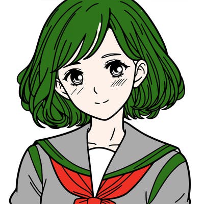 woman with medium-short hair wearing a high school uniform