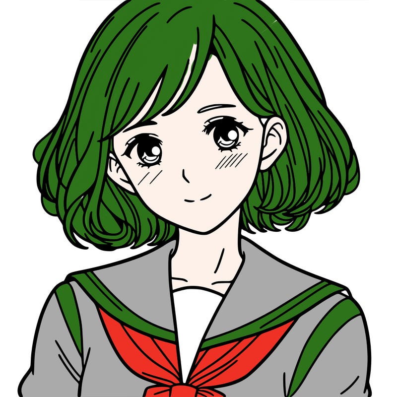 woman with medium-short hair wearing a high school uniform