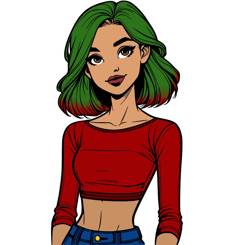 realistic girl in crop top