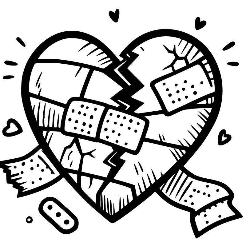 broken bandaged heart