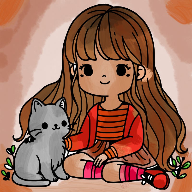 cat with a girl