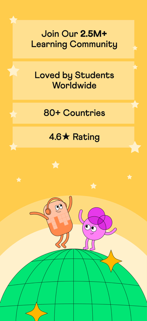 Cuemath: Math Learning & Games - Promotional graphic for Cuemath showing over 2.5 million learners and a 4.6 star rating across 80 countries