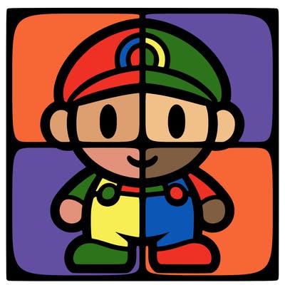 mario cut up into four squares