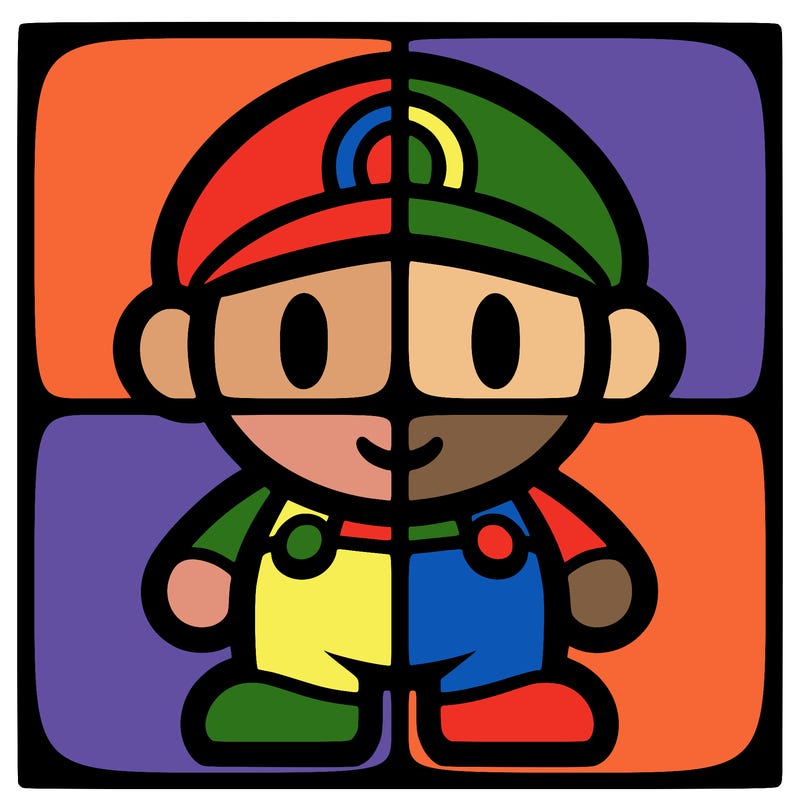 mario cut up into four squares