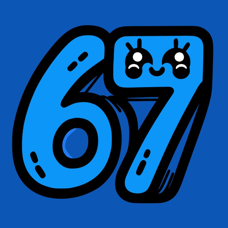 the numbers 67