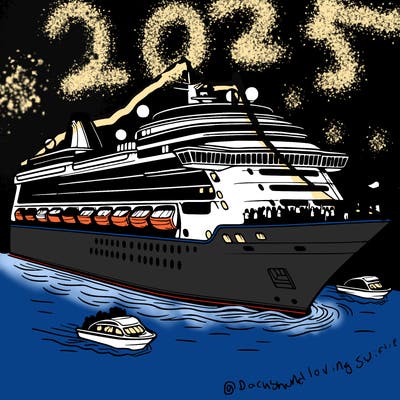 cruise ship with people going an board