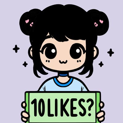 cute girl that is holding a sign that says 10 likes?
