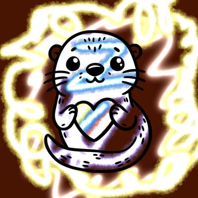 otter with a heart