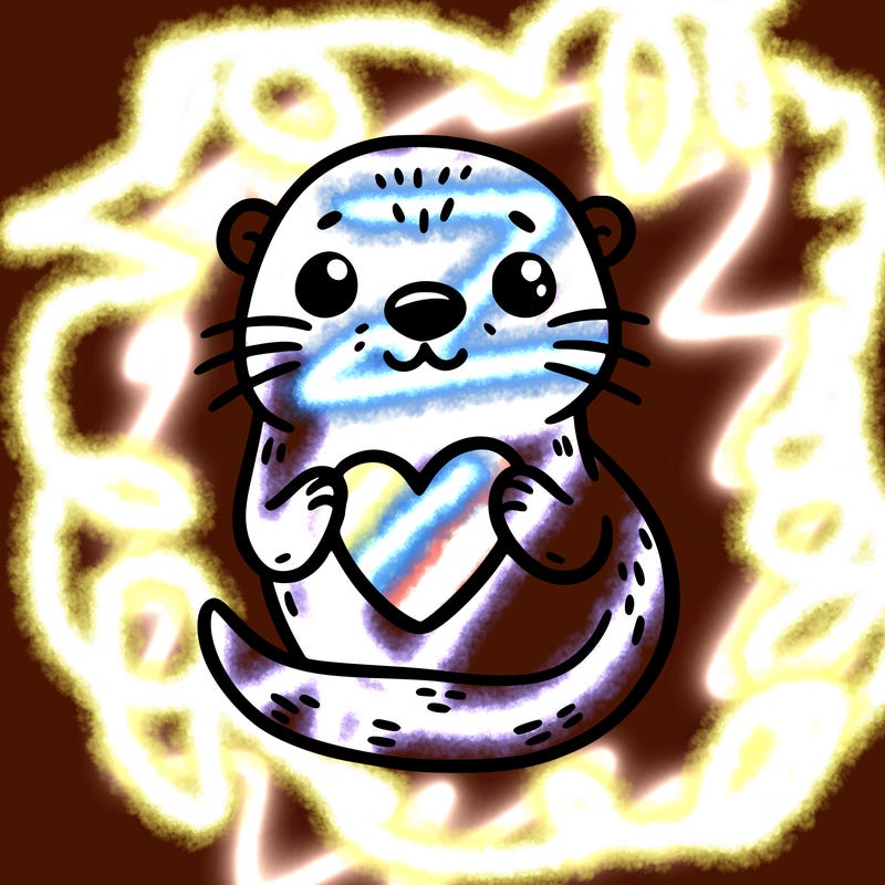 otter with a heart