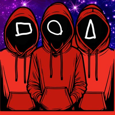3 faceless people in  hoodies