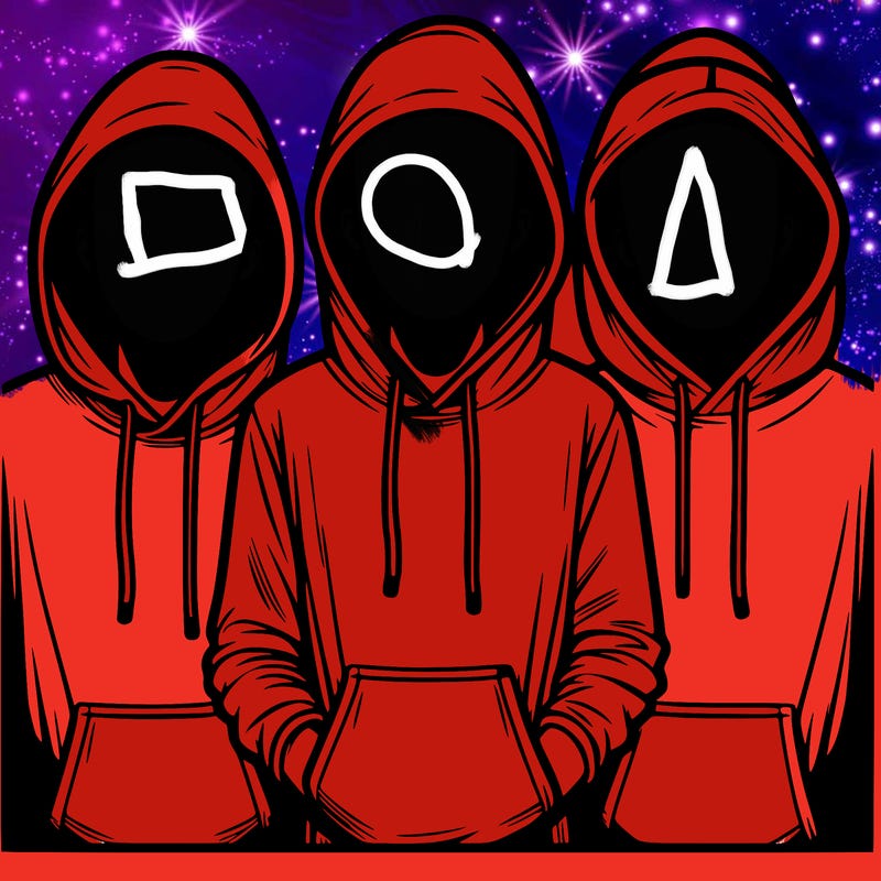 3 faceless people in  hoodies