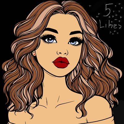 realistic girl with wavy hair and lips