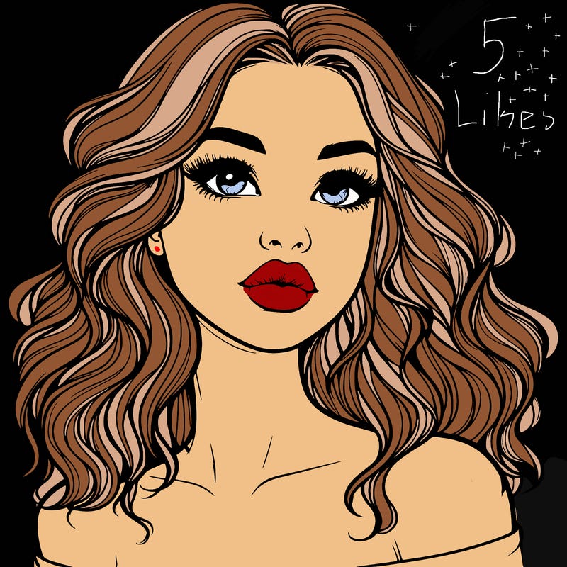 realistic girl with wavy hair and lips