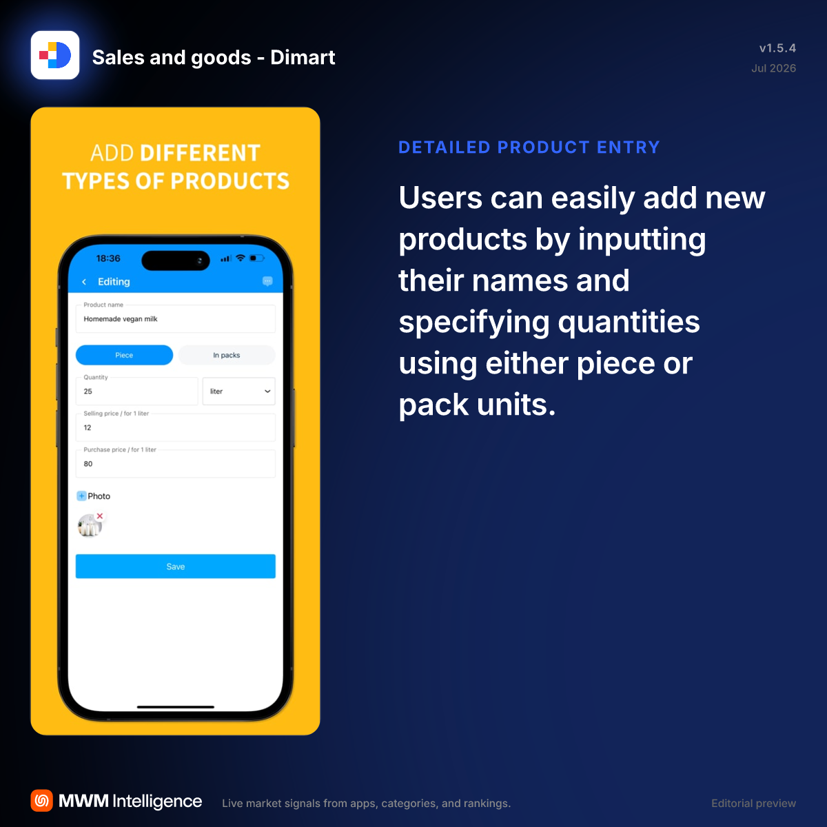 Sales and goods - Dimart - Business App | MWM