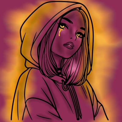 a realistic girl in a hoodie