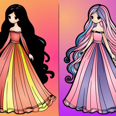 a beautiful girl with a long flowing dress