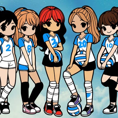 a group of girl volleyball players