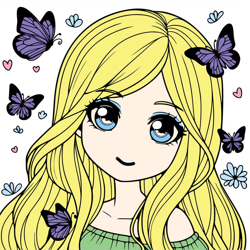 realistic girl with butterflies around her