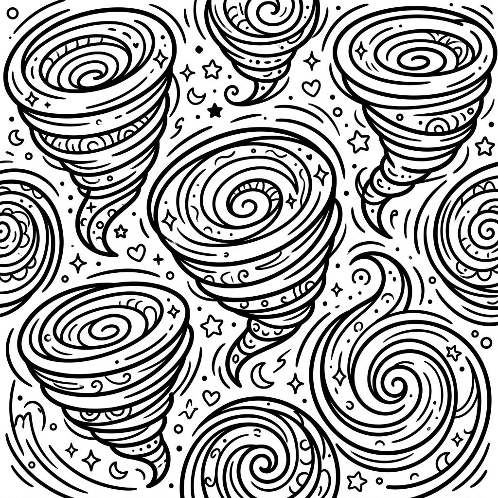 Kawaii Vortex Spirals Coloring Page - Cute & Dreamy Fun!