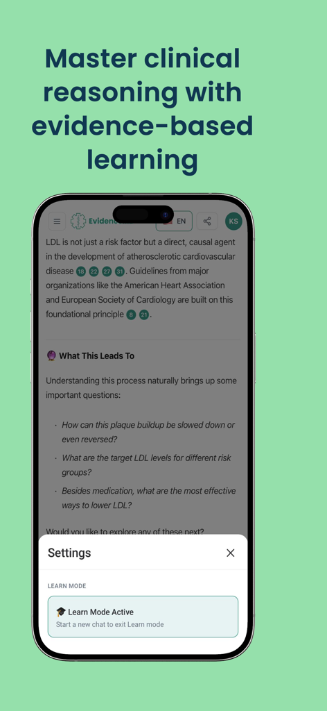 EvidenceMD- Medical Reasoning - EvidenceMD mobile app interface showing clinical reasoning and evidence based medical learning