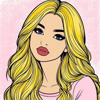 realistic girl with hair on her hair and lips