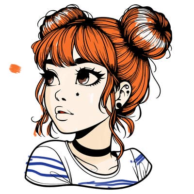 realistic girl with spacebuns