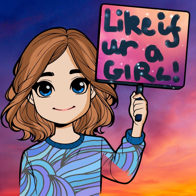 realistic girl holding up a sign