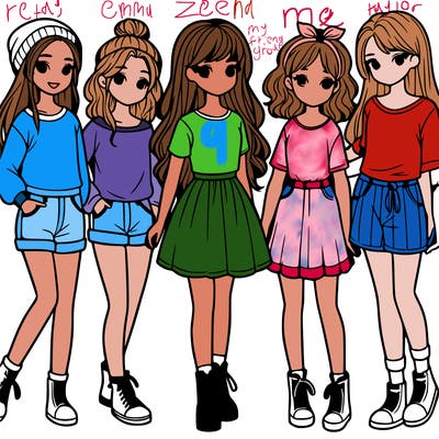 a group of five girls