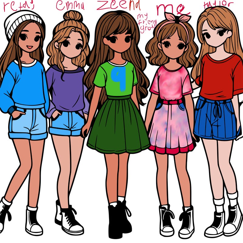 a group of five girls