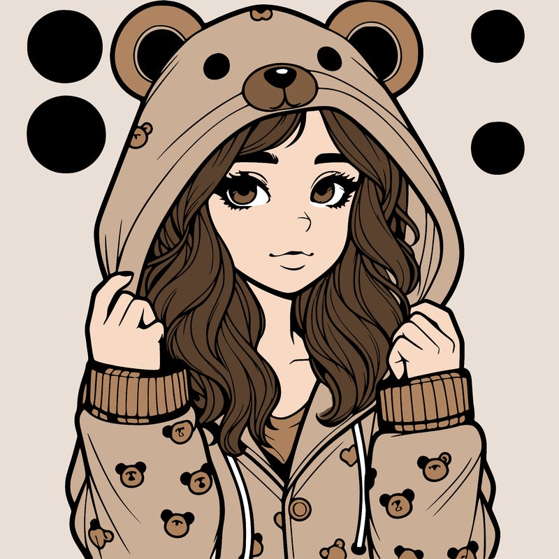 realistic girl in a animal pjs hoodie