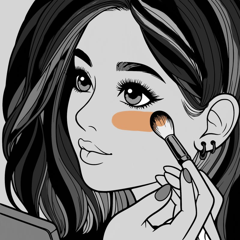 a realistic girl doing her makeup