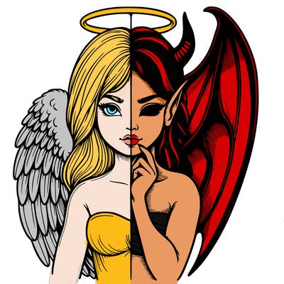 realistic angel half demon