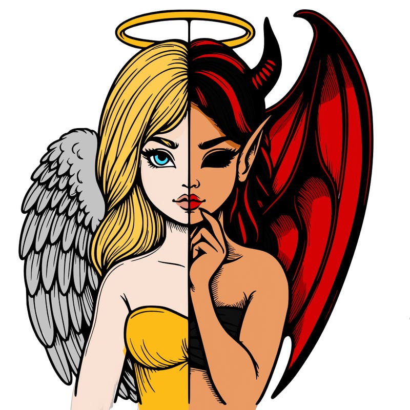 realistic angel half demon