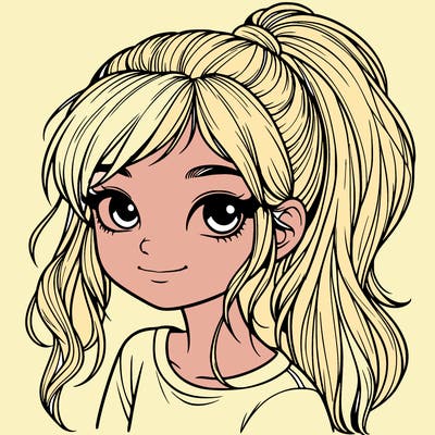 realistic girl with ponytail