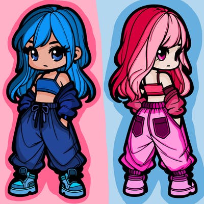 girl in crop top and baggy pants