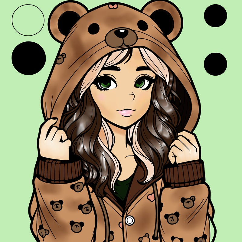 realistic girl in a animal pjs hoodie