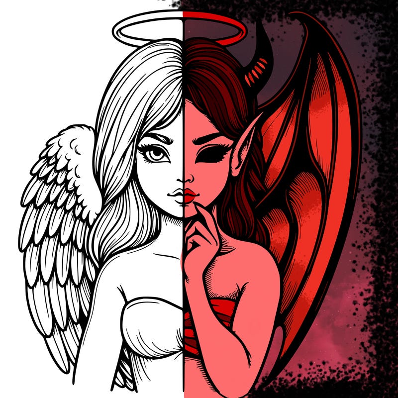 realistic angel half demon