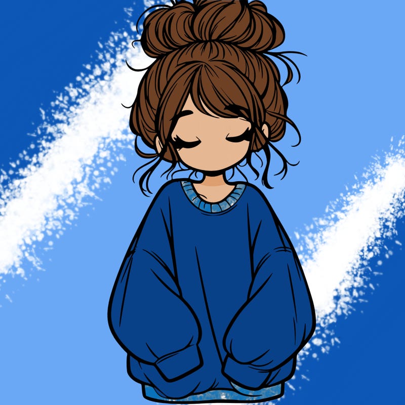 girl with baggy sweatshirt and messy bun