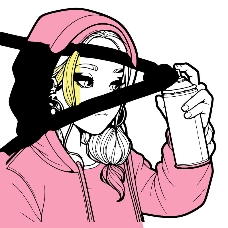 a realistic girl, spray painting