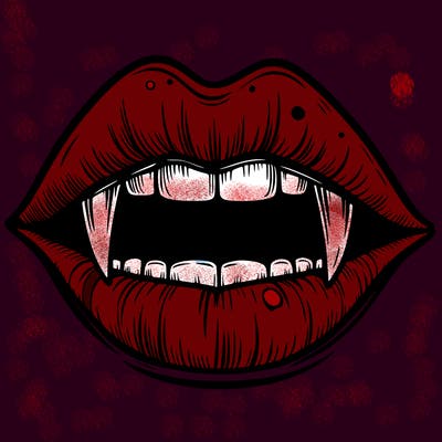 lips with vampire teeth