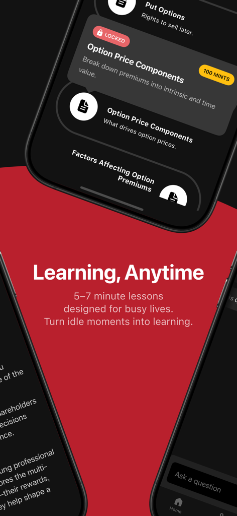 IBKR InvestMentor - A promotional graphic for the IBKR InvestMentor app highlighting bite-sized financial lessons on mobile devices.