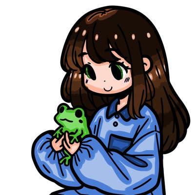 girl with long hair and a oversized shirt. and she is holding a frog