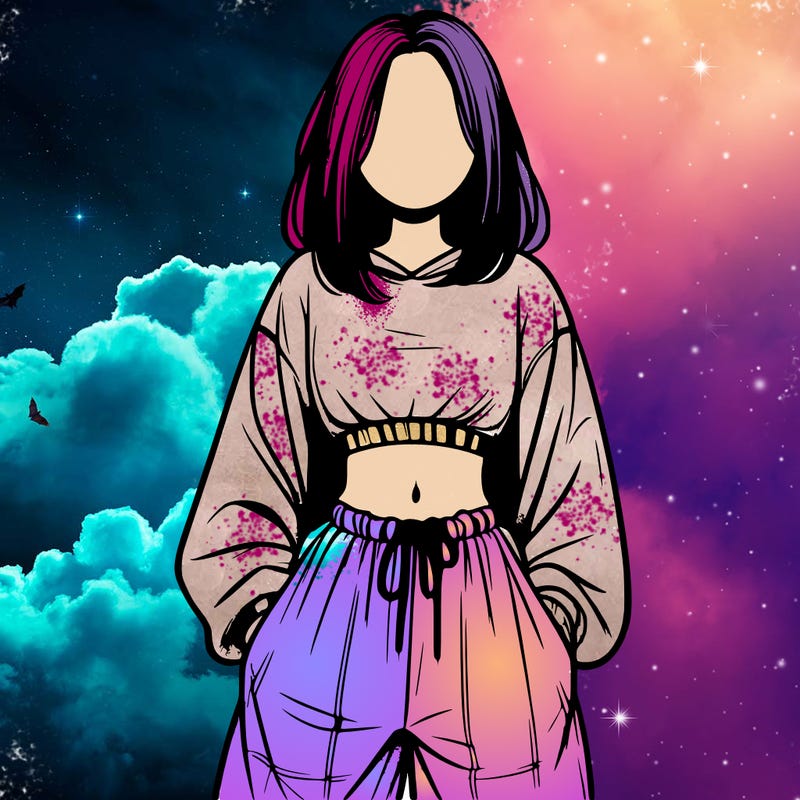 realistic girl faceless with baggy pants and a crop top