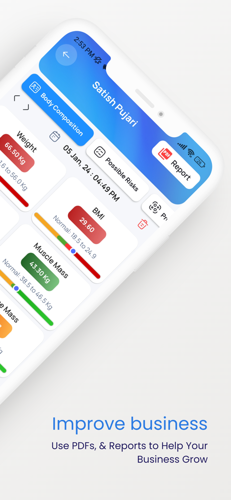 10xPro: Sell Smart, Grow Fast - 10xPro mobile app interface displaying body composition data and professional health report generation features for direct sellers.