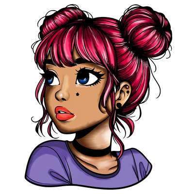 realistic girl with spacebuns