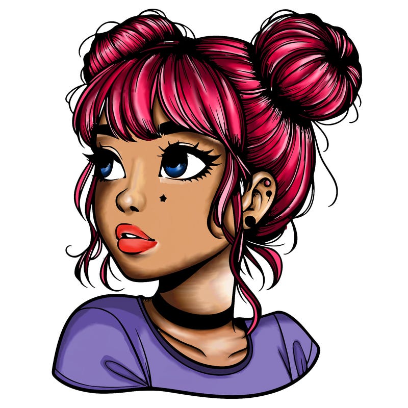 realistic girl with spacebuns