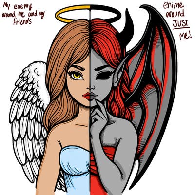 realistic angel half demon