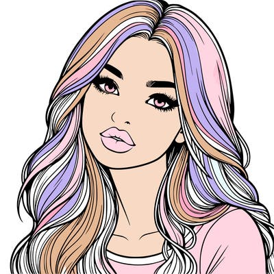 realistic girl with hair on her hair and lips