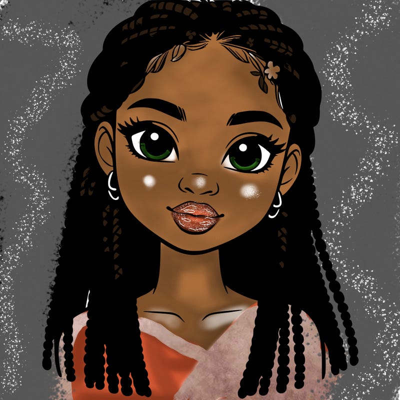 a realistic black girl with braids